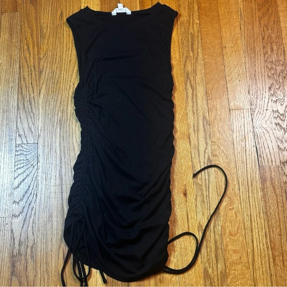 BB Dakota Black Asymmetrical Bodycon Dress Womens size M Ruched Summer Party - Picture 1 of 6